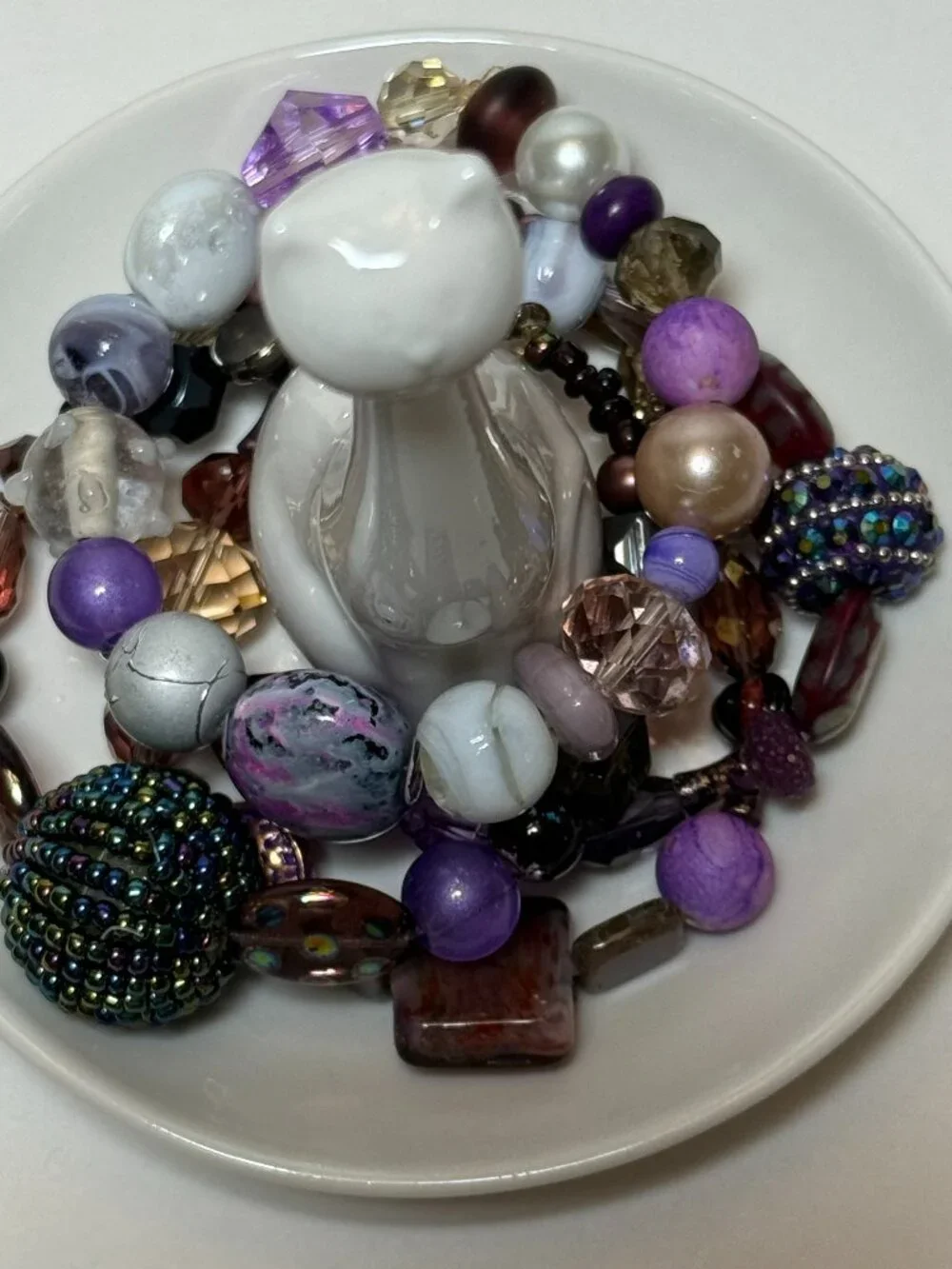 4 Stretchy Handcrafted Beaded Bracelets Purple Featuring Jesse James Beads
